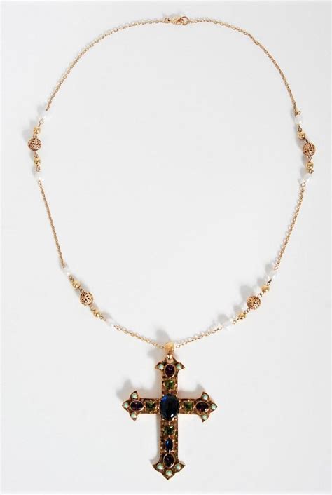 dior cross necklace 1972|1972 Christian Dior Signed Huge Jeweled Rhinestone Golden .